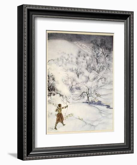 How Sir Launcelot Was Shot by a Gentlewoman Hunting-Arthur Rackham-Framed Giclee Print