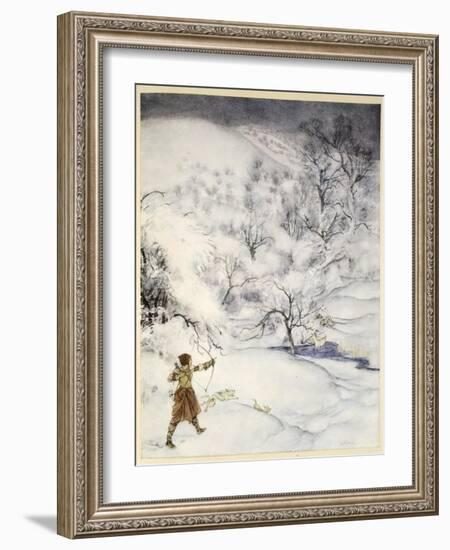 How Sir Launcelot Was Shot by a Gentlewoman Hunting-Arthur Rackham-Framed Giclee Print