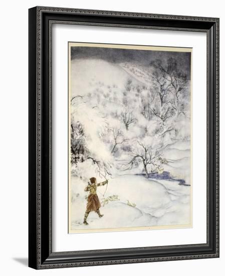 How Sir Launcelot Was Shot by a Gentlewoman Hunting-Arthur Rackham-Framed Giclee Print