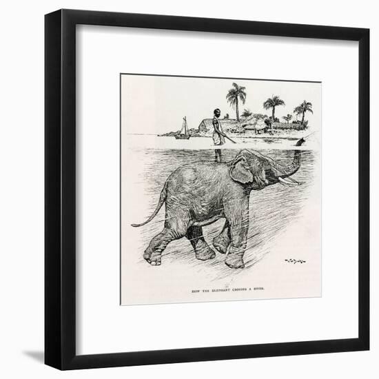 How the Elephant Crosses a River-W.H. Drake-Framed Art Print