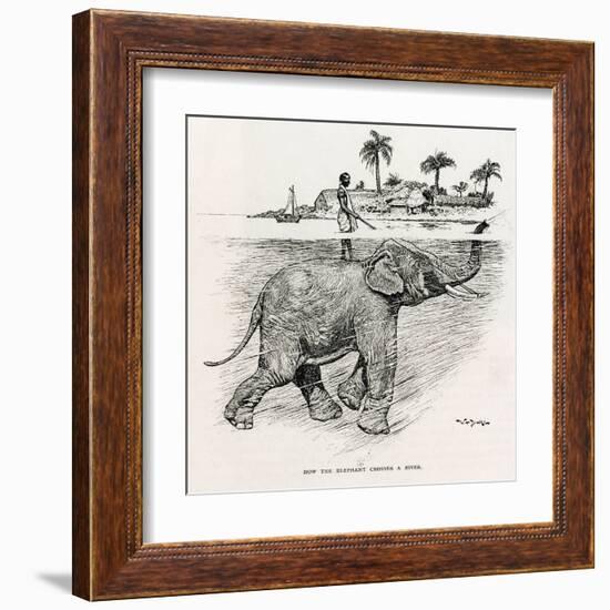 How the Elephant Crosses a River-W.H. Drake-Framed Art Print