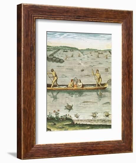 How the Indians Catch Their Fish, from "Admiranda Narratio..."-John White-Framed Giclee Print