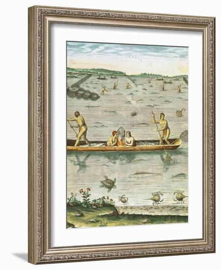 How the Indians Catch Their Fish, from "Admiranda Narratio..."-John White-Framed Giclee Print