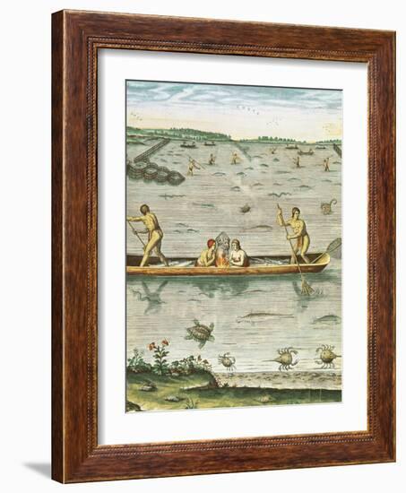 How the Indians Catch Their Fish, from "Admiranda Narratio..."-John White-Framed Giclee Print