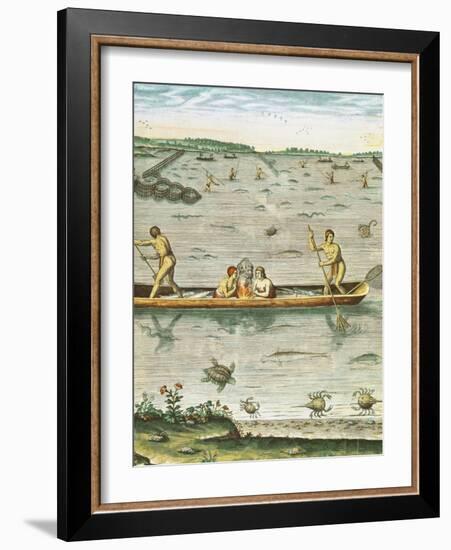 How the Indians Catch Their Fish, from "Admiranda Narratio..."-John White-Framed Giclee Print