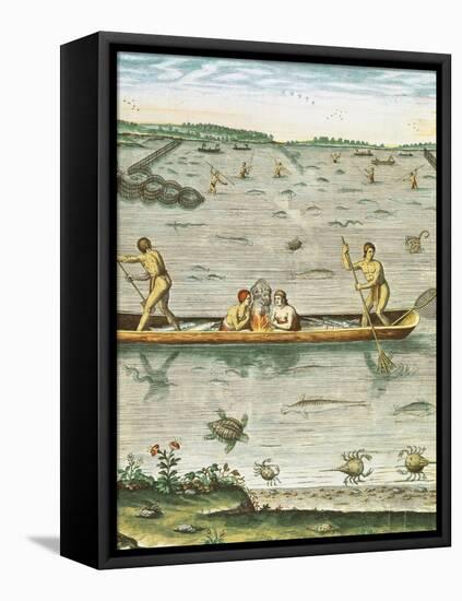 How the Indians Catch Their Fish, from "Admiranda Narratio..."-John White-Framed Premier Image Canvas