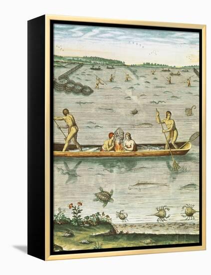 How the Indians Catch Their Fish, from "Admiranda Narratio..."-John White-Framed Premier Image Canvas