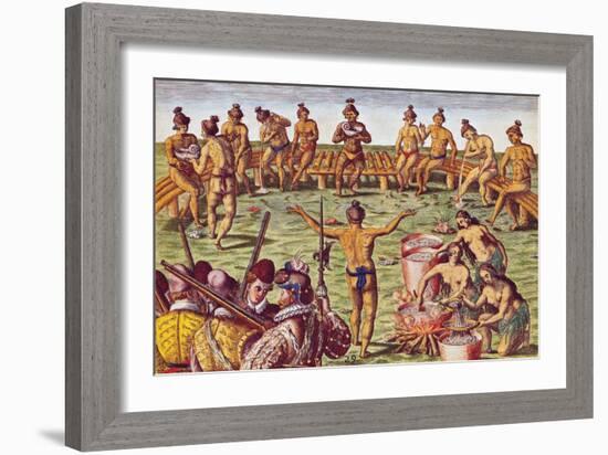 How the Inhabitants of Florida Made Decisions on Important Matters-Jacques Le Moyne-Framed Giclee Print