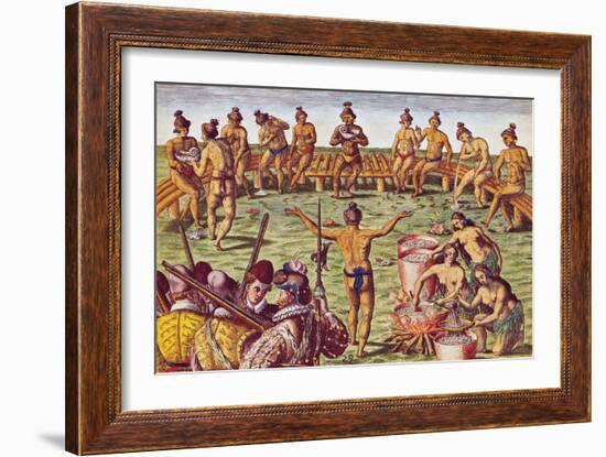 How the Inhabitants of Florida Made Decisions on Important Matters-Jacques Le Moyne-Framed Giclee Print