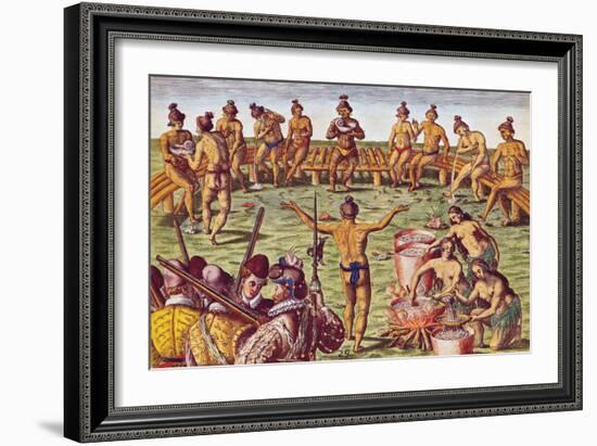 How the Inhabitants of Florida Made Decisions on Important Matters-Jacques Le Moyne-Framed Giclee Print