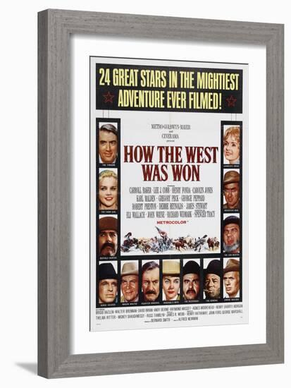 How the West Was Won, 1962, by George Marshall, John Ford, Richard Thorpe, Henry Hathaway-null-Framed Giclee Print