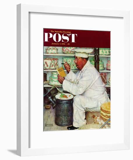 "How to Diet" Saturday Evening Post Cover, January 3,1953-Norman Rockwell-Framed Giclee Print