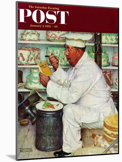"How to Diet" Saturday Evening Post Cover, January 3,1953-Norman Rockwell-Mounted Giclee Print