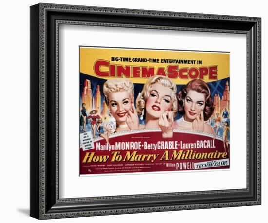 How To Marry A Millionaire, Betty Grable, Marilyn Monroe, Lauren Bacall, 1953-null-Framed Art Print