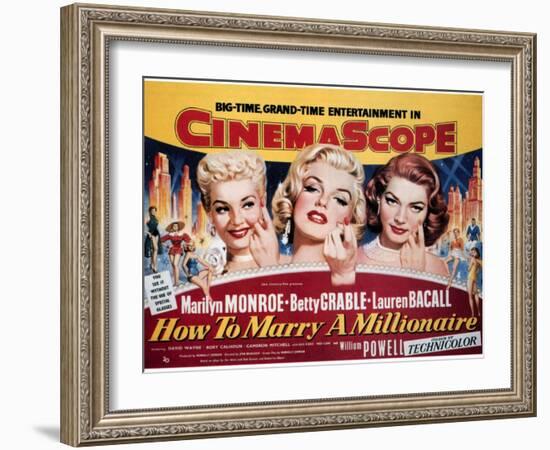 How To Marry A Millionaire, Betty Grable, Marilyn Monroe, Lauren Bacall, 1953-null-Framed Art Print