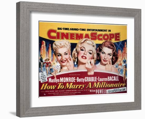 How To Marry A Millionaire, Betty Grable, Marilyn Monroe, Lauren Bacall, 1953-null-Framed Art Print