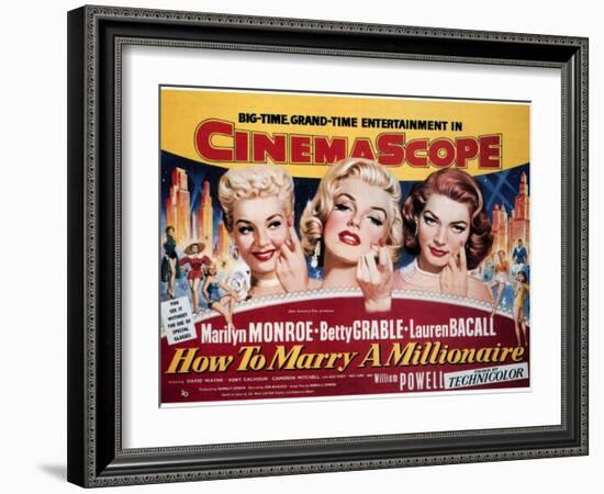 How To Marry A Millionaire, Betty Grable, Marilyn Monroe, Lauren Bacall, 1953-null-Framed Art Print