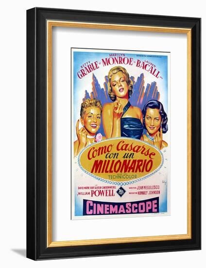 How to Marry a Millionaire, Betty Grable, Marilyn Monroe, Lauren Bacall, 1953-null-Framed Photo