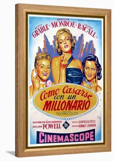 How to Marry a Millionaire, Betty Grable, Marilyn Monroe, Lauren Bacall, 1953-null-Framed Stretched Canvas