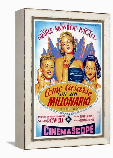 How to Marry a Millionaire, Betty Grable, Marilyn Monroe, Lauren Bacall, 1953-null-Framed Stretched Canvas