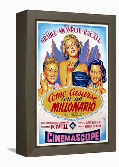 How to Marry a Millionaire, Betty Grable, Marilyn Monroe, Lauren Bacall, 1953-null-Framed Stretched Canvas