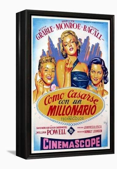 How to Marry a Millionaire, Betty Grable, Marilyn Monroe, Lauren Bacall, 1953-null-Framed Stretched Canvas