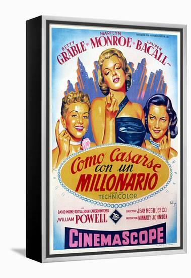How to Marry a Millionaire, Betty Grable, Marilyn Monroe, Lauren Bacall, 1953-null-Framed Stretched Canvas