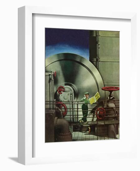 "How to Operate a Power Plant," October 2, 1943-Russell Patterson-Framed Giclee Print