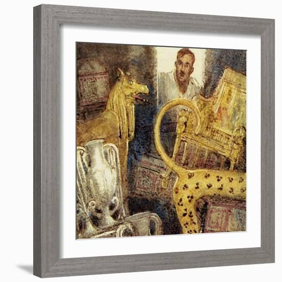 Howard Carter Discovered the Lost Burial Chamber of Tutankhamen-John Millar Watt-Framed Giclee Print