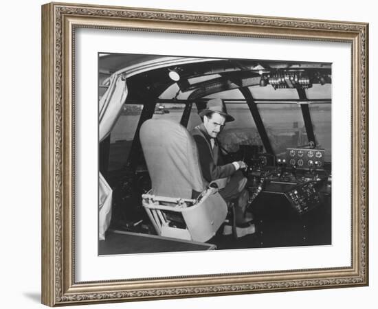 Howard Hughes in Spruce Goose Wooden Plane Photograph - Los Angeles, CA-Lantern Press-Framed Art Print