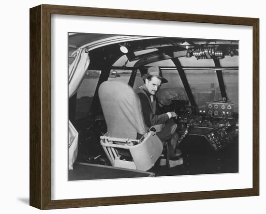 Howard Hughes in Spruce Goose Wooden Plane Photograph - Los Angeles, CA-Lantern Press-Framed Art Print