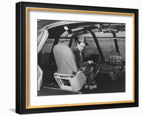 Howard Hughes in Spruce Goose Wooden Plane Photograph - Los Angeles, CA-Lantern Press-Framed Art Print