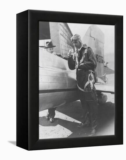 Howard Hughes Pilot Boarding Plane in Full Uniform Photograph - Newark, NJ-Lantern Press-Framed Stretched Canvas