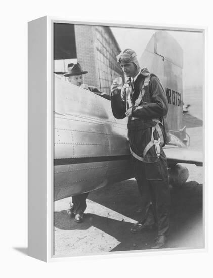 Howard Hughes Pilot Boarding Plane in Full Uniform Photograph - Newark, NJ-Lantern Press-Framed Stretched Canvas