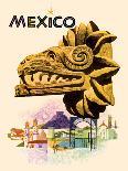 Mexico - Kukulkan Feathered Serpent - Mayan Snake Deity, Vintage Travel Poster, 1963-Howard Koslow-Framed Art Print