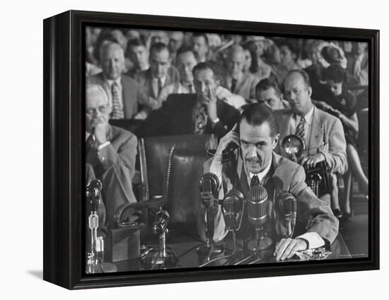 Howard R. Hughes Testifying at Hearing Before the Senate War Investigation Committee-Martha Holmes-Framed Premier Image Canvas