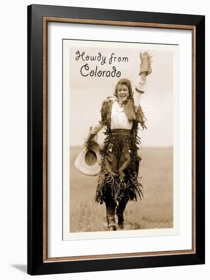 Howdy from Colorado, Cowgirl-null-Framed Art Print