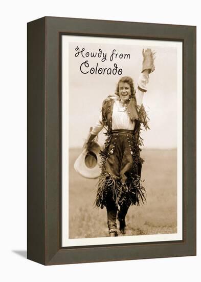 Howdy from Colorado, Cowgirl-null-Framed Stretched Canvas