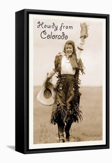 Howdy from Colorado, Cowgirl-null-Framed Stretched Canvas