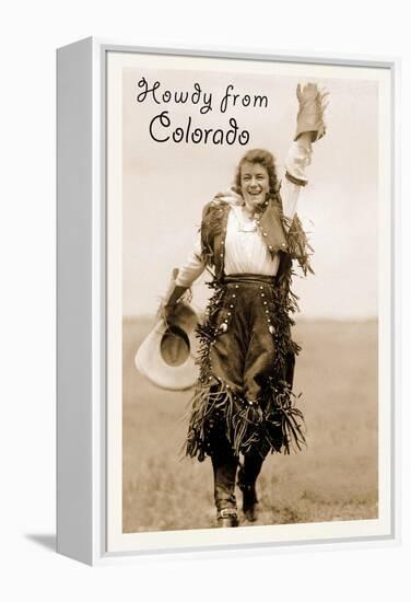 Howdy from Colorado, Cowgirl-null-Framed Stretched Canvas