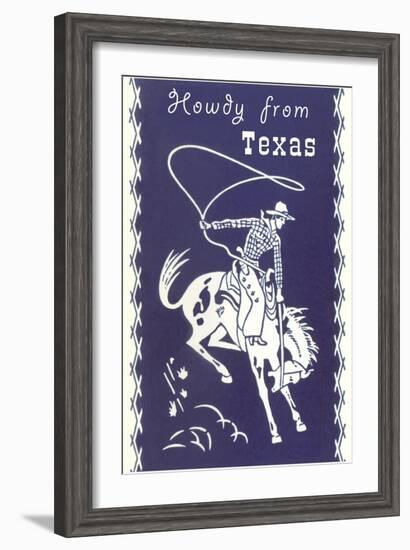 Howdy from Texas, Bucking Bronco-null-Framed Art Print