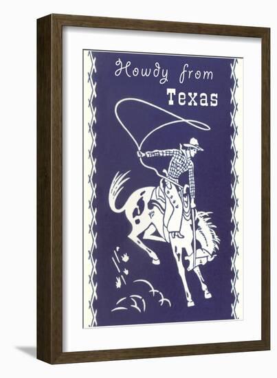 Howdy from Texas, Bucking Bronco-null-Framed Art Print