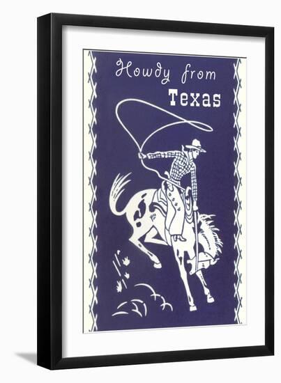 Howdy from Texas, Bucking Bronco-null-Framed Art Print