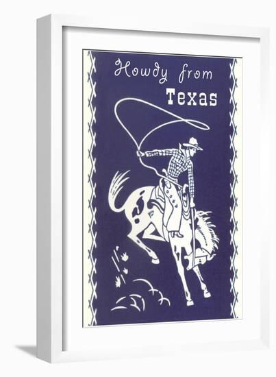 Howdy from Texas, Bucking Bronco-null-Framed Art Print