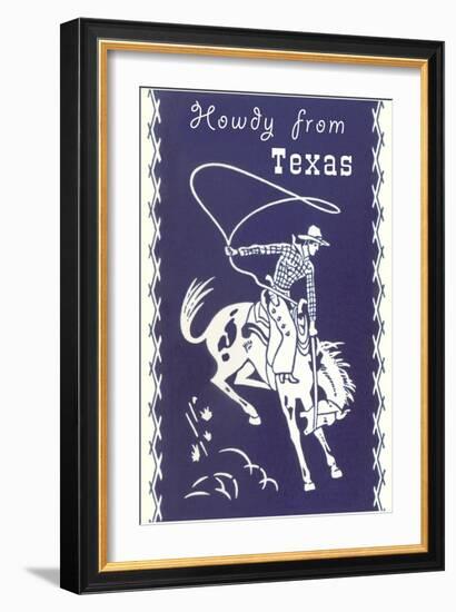 Howdy from Texas, Bucking Bronco-null-Framed Art Print