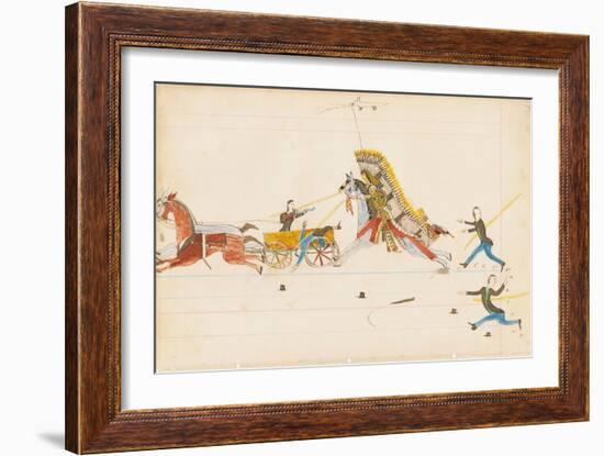 Howling Wolf Fighting Soldiers, 1874-75-null-Framed Giclee Print