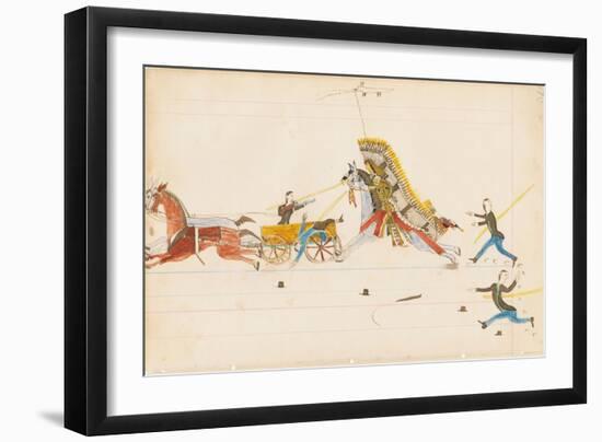 Howling Wolf Fighting Soldiers, 1874-75-null-Framed Giclee Print