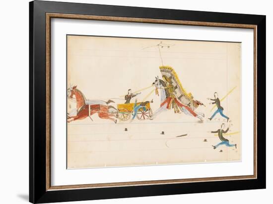 Howling Wolf Fighting Soldiers, 1874-75-null-Framed Giclee Print