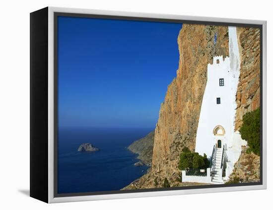 Hozoviotissa Monastery and Aegean Sea, Amorgos, Cyclades, Greek Islands, Greece, Europe-Tuul-Framed Premier Image Canvas