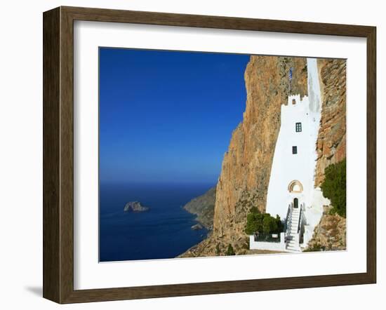 Hozoviotissa Monastery and Aegean Sea, Amorgos, Cyclades, Greek Islands, Greece, Europe-Tuul-Framed Photographic Print